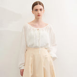 ストラップバルーンブラウス WHITE