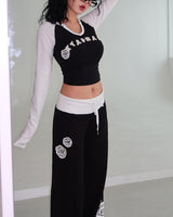 Rose Patch Color Raglan T-shirt