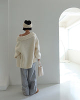 [Handmade] Wool knit zip-up jacket