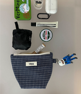 NAVY CHECK POUCH (POP-UP POUCH)