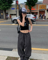 (Unisex) ボタンナイロンパンツ