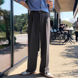 LMN Def Pintuck Wide One Tuck Bendable Slacks (6 colors) - CHARCOAL model pitting