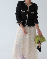 Color-Blocked Chain Tweed Jacket