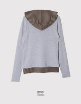 Border Layered High Neck Warm Hood T-shirt (3color)