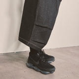 reverse terry pocket denim capri shorts_black
