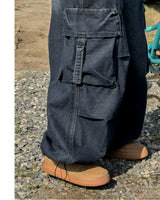 Lace Buckle Wide Cargo Denim