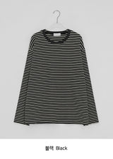 [unisex] Kemppa Stripe Over Round Long Sleeve Tee