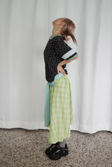 チェックタイスカート (yellowish green)