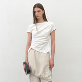 (Z-BL-4225)LOND WAIST TUCK  BLOUSE