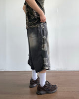 Destroyed Camouflage Denim Half Pants