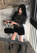 [BELLIDE MADE] Flared denim jacket & blouse