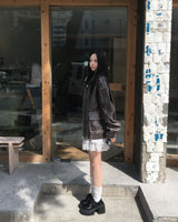 Washing big pocket leather jacket