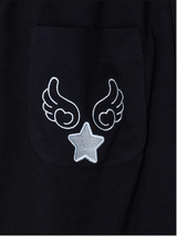 Angel Wing Star Pocket Embroidery Wide Banding Pants