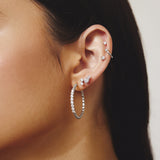 silver large claw sphere bead hoop rhodium plating + 925 silver earrings E065-05H