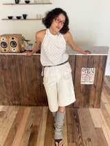 UnsocialNight beige lace three-piece pants