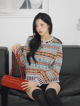 Nordic round knit cardigan