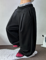 STRING FRONT SIDE PINTUCK BALLOON LONG PANTS🤍🖤🩶2SIZE 3COLOR