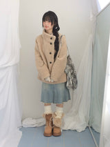 highneck puffy fur jacket
