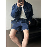 [SET UP가능] Stitch crop denim trucker jacket(2color)