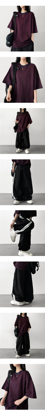 ボクシーフィット カラーリング シンライン 半袖 Tシャツ