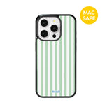 【MADE】パステル ストライプ グリーン アイフォン ケース [Glossy Glass/Magsafe]