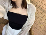 ウォッシュコットンセミシアークロップドシャツ