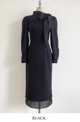 26FW★ジェシア タイ シフォン Hライン ロングワンピース