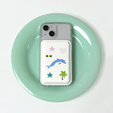dolphin white leather card wallet set