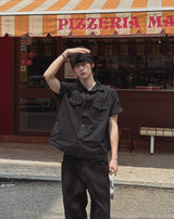 Bundry Waist Snap Pocket Short Sleeve Shirt