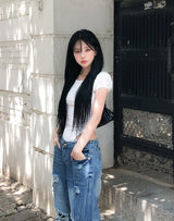 Nippen Damaged Wide Denim Pants