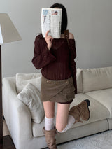 スラッシュダメージシースルールーズフィットロングスリーブニット (4 Colors)