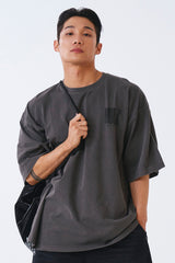  Crack Printed Pigment Short Sleeve Pigment Charcoal