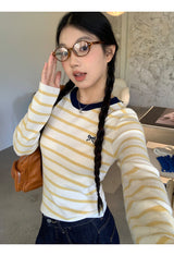 ボウイエローストライプ長袖Tシャツ