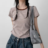 (Cotton Spandex/Waist Slim Fit 🤍) Pepero Zandara Short-Sleeved T-Shirt (4 colors)