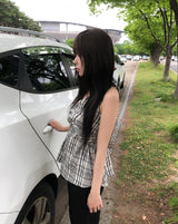 Sov Check Halter Blouse