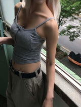 Henley ribbed sleeveless(3color)