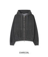 テイン裏起毛ピグメント2wayジップアップフーディ