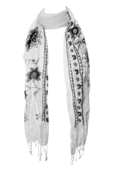 Oriental flower scarf (White/Yellow)