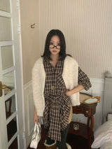 Rook Waist Point Check Long Shirt