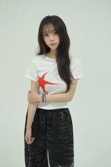 スパークプリントスリムTシャツ [ホワイト]