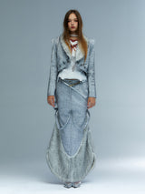 Emoha Silver Cat Tail Burst Leather Jacket