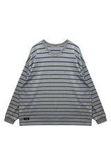 ジェリーストライプオーバーフィットロングスリーブTシャツ/グレー