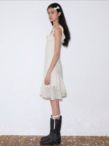 rirri 25SS New Arrival Polka Dot Slim-Fit Resort-Style Flounce Hem Dress