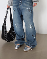 Punching Half Moon Round Shoulder Bag