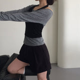 [MADE] Ray, U-neck rib long sleeve T-shirt