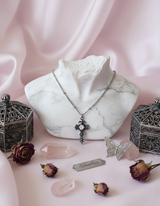 [NMIXX Haewon Necklace] Nocturne Gothic Cross Collarbone Necklace (Stainless Steel)