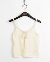 [MADE] KINI Vintage Lace Ribbon Crop Sleeveless