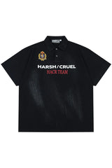 Distressed Badge Wash Polo