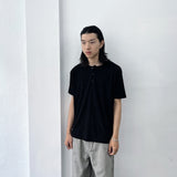 Black Field Textured Henley Top