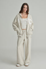 NYC hooded zip-up, Light Melange